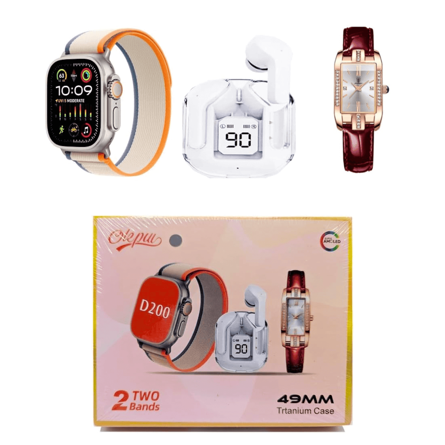 Kit SmartWatch + Reloj Analógico + Audífonos Inalámbricos - Multishop Chile E.I.R.L