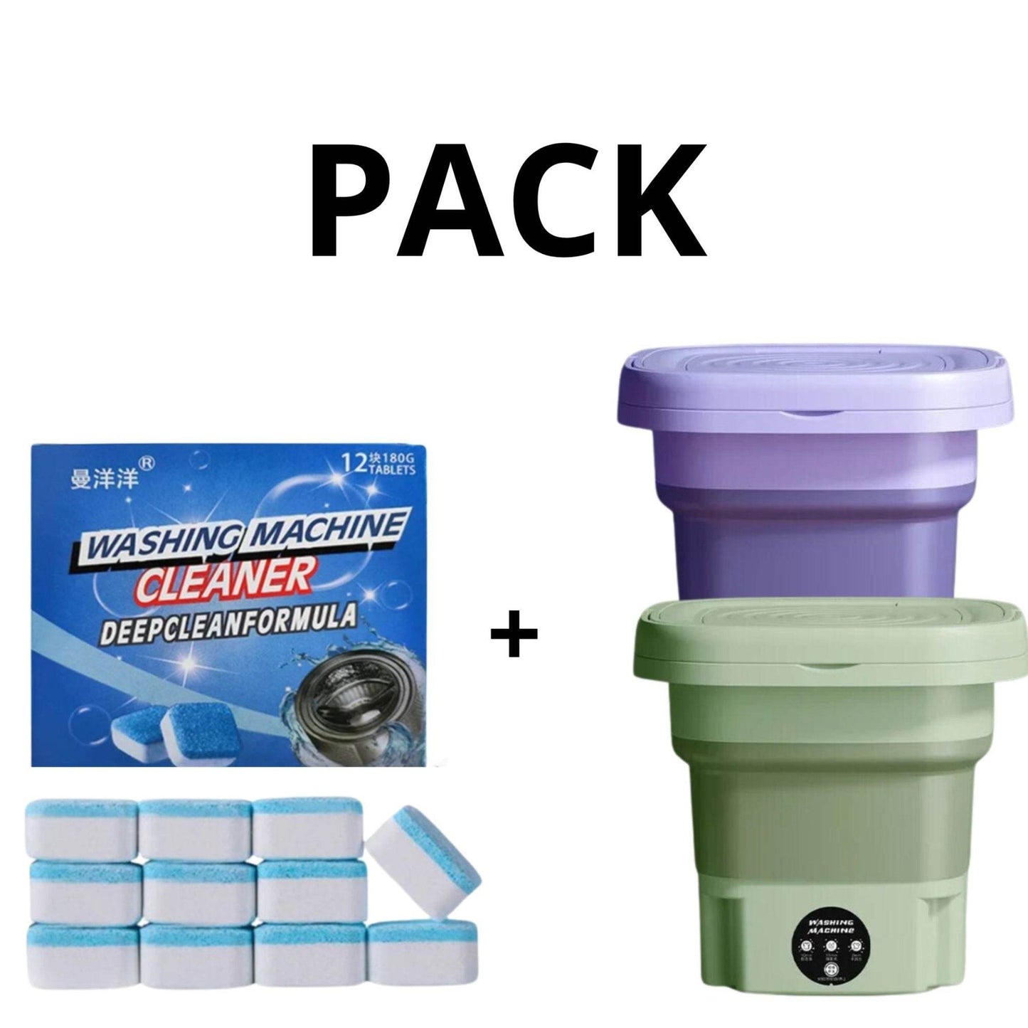 Pack Mini Lavadora + 12 Pastillas Limpieza para Lavadora - Multishop Chile E.I.R.L