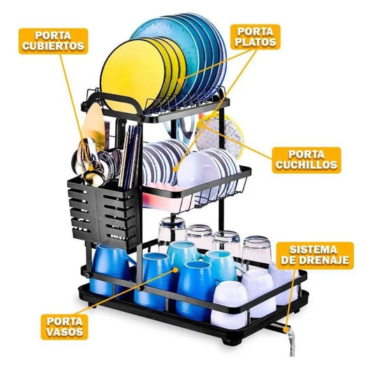 Escurridor de Platos 3 Niveles con Bandeja - Multishop Chile E.I.R.L