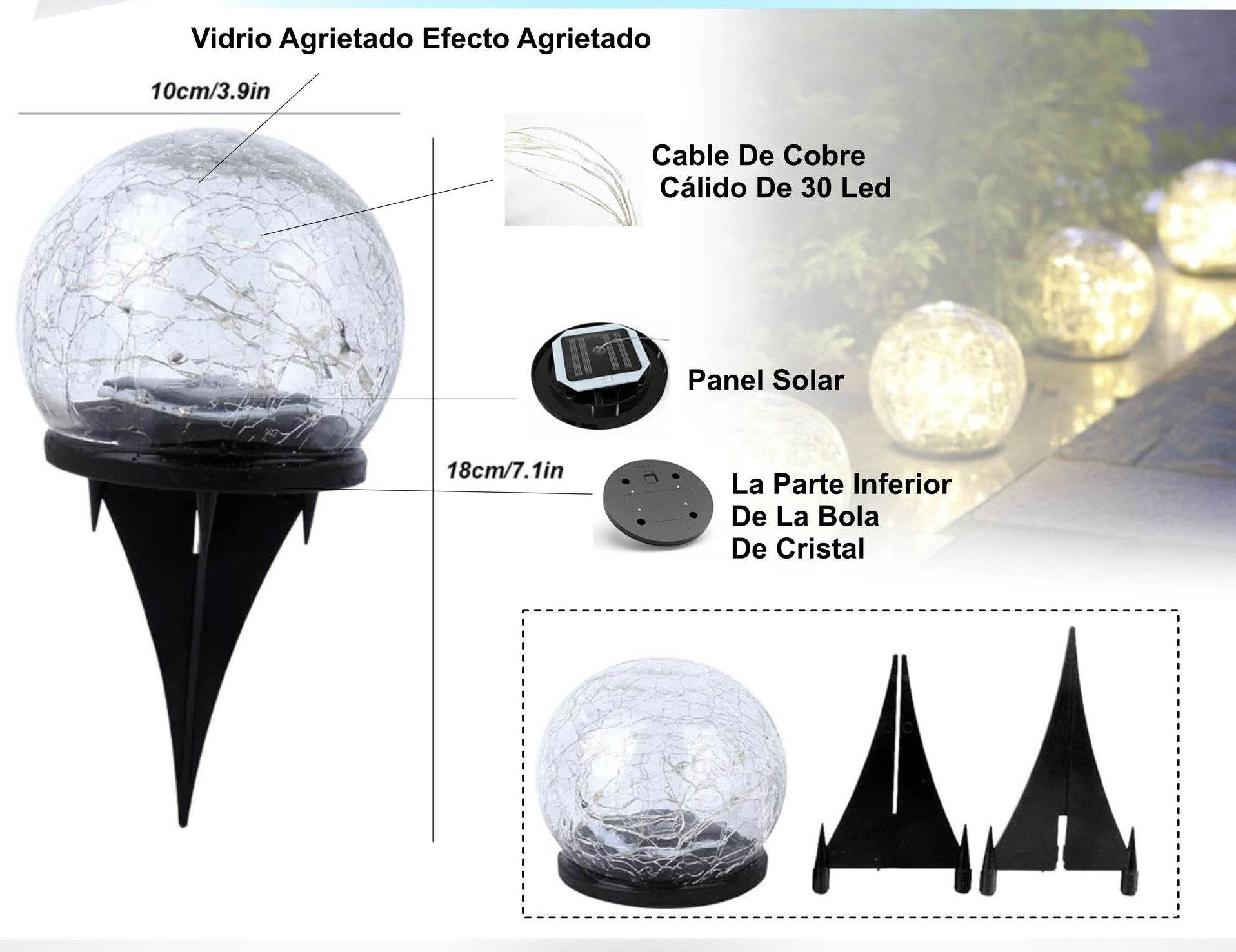 Foco Solar Para Jardín Efecto Agrietado - Multishop Chile E.I.R.L