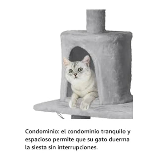 Rascador con Casa y Cama para Gatos 138 cm