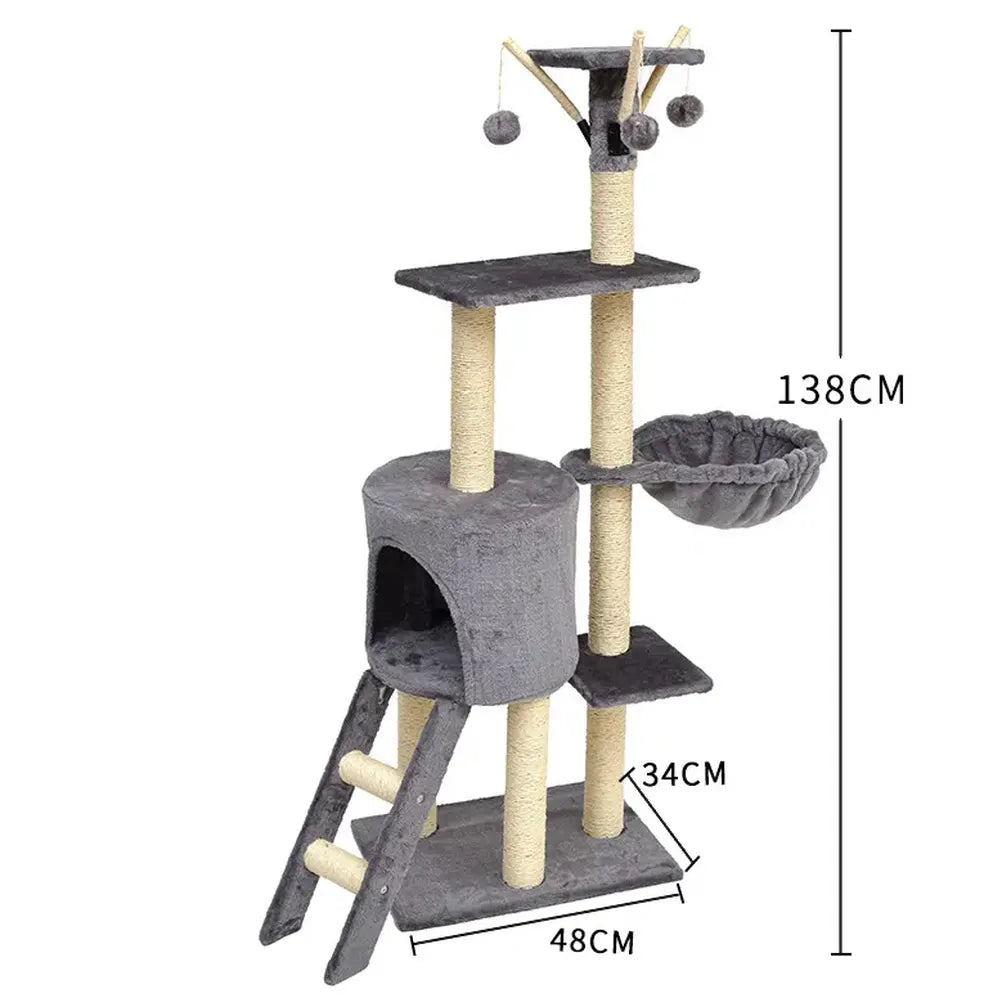 Rascador con Casa y Cama para Gatos 138 cm