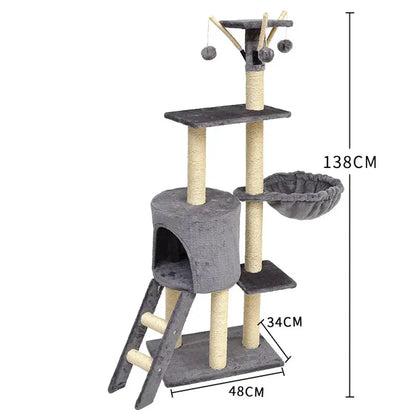 Rascador con Casa y Cama para Gatos 138 cm